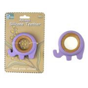 Silicone and Wood Elephant Teether Purple