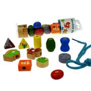 Wooden Lacing Dinosaur Blocks