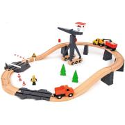 Wooden Toy Train Set with Crane