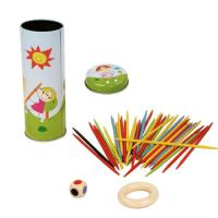 Wooden Pick-Up Sticks in Tin