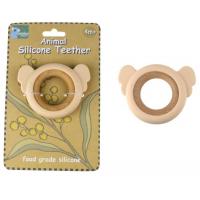 Silicone and Wood Koala Teether Pink