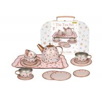 Tin Tea Set Gold Star in Suitcase