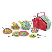 Tin Tea Set Tiger Basket 18pc