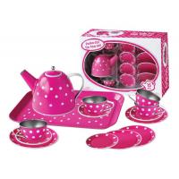 Tin Tea Set White Polka Dots 15pc