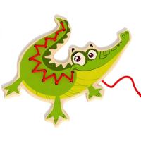 Wooden Lacing Threading Crocodile