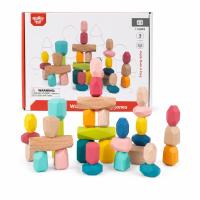 Wooden Stacking Stone Blocks 32 Piece