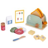 Wooden Toaster Set Pretend Play 14 Piece
