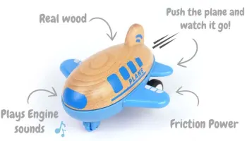 Wood and Plastic Blue Plane with Sound