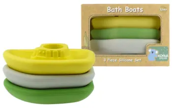 Silicone Bath Boats Green Yellow Grey