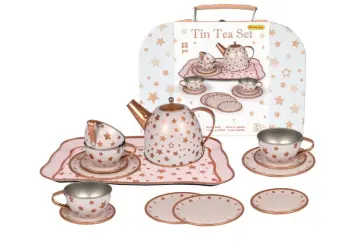 Tin Tea Set Gold Star in Suitcase