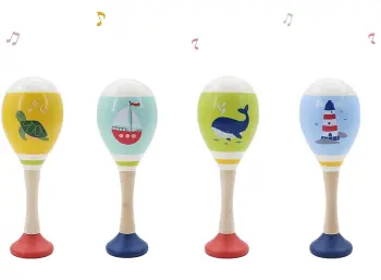 Wooden Ocean Maraca Set of Four