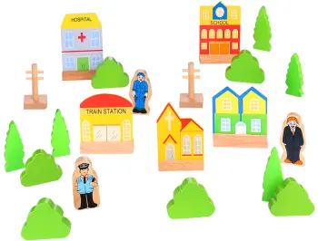 Mini Wooden Town Playset