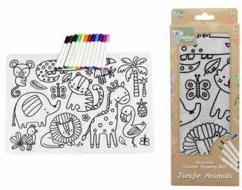 Silicone Jungle Animals Colouring Mat
