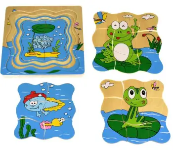 Wooden Life Cycle Puzzle Frog