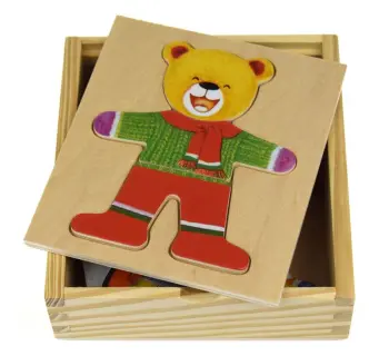 Wooden Toy Boy Bear Dress-Up Puzzle