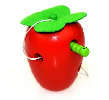 Wooden Lacing Apple With Worm