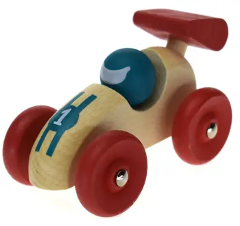 Small Wooden Retro Racing Car Red