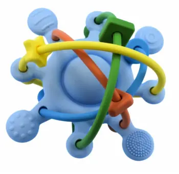 Silicone Space Rattle Blue Teether