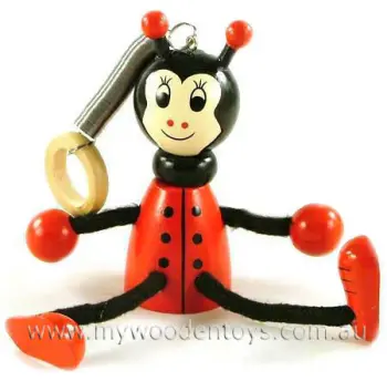 Bouncing Wooden Ladybird Mobile