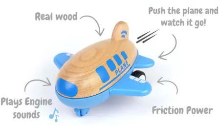 Wood and Plastic Blue Plane with Sound