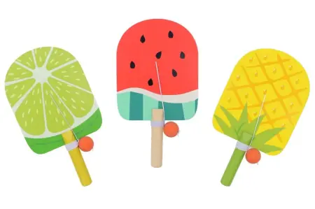 Tropical Fruit Paddle Ball Game Set of Three