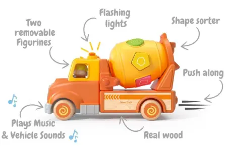 Light Sound Wood and Plastic Mixer Truck with Blocks