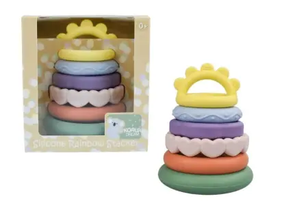 Silicone Rainbow Stacking Teether