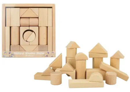 Natural Wooden Building Blocks Set 22 Piece