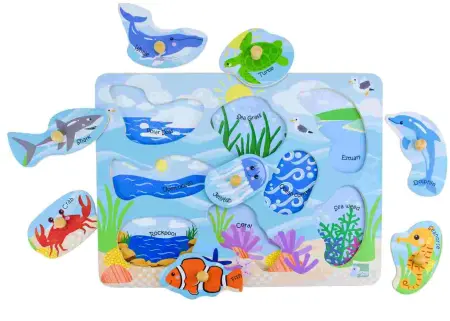 Sea Animals And Habitats Peg Puzzle