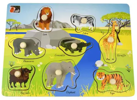 Wild Animal Peg Puzzle Two In One