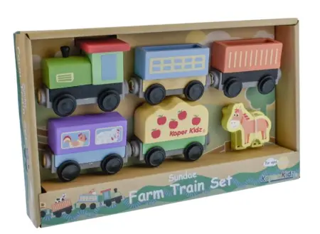 Farm Train With Animals Wooden