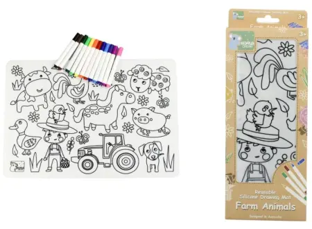Reusable Farm Animals Silicone Colouring Mat
