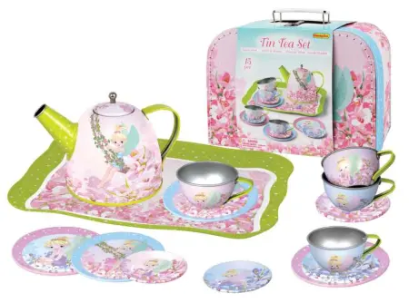 Tin Tea Set Fairy Suitcase 15 Piece