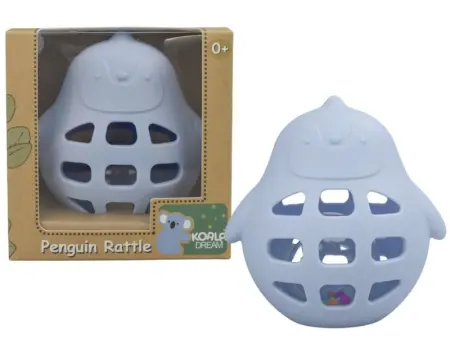 Blue Silicone Penguin Rattle