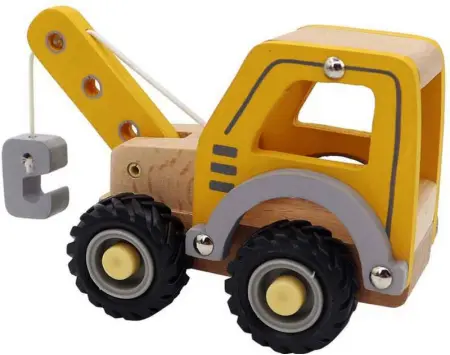 Wooden Truck Crane Rubber Wheels