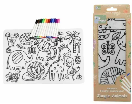 Silicone Jungle Animals Colouring Mat