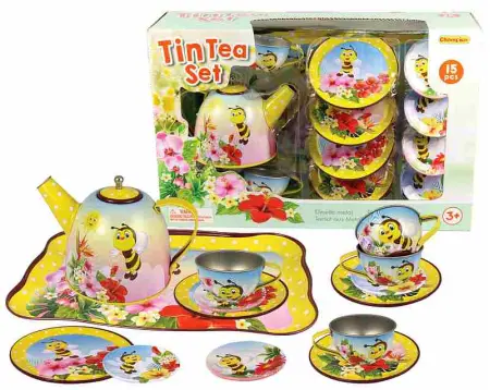 Tin Tea Set Bee 15pc