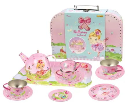 Tin Tea Set Ballerina in Suitcase
