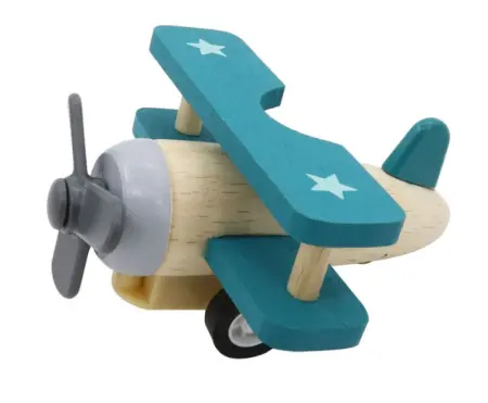 Blue Pull Back Clockwork Biplane