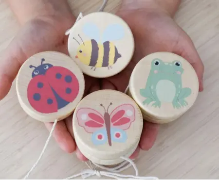 Wooden Springtime YoYos Set of Four