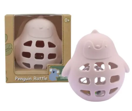 Pink Silicone Penguin Rattle