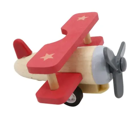 Red Pull Back Clockwork Biplane