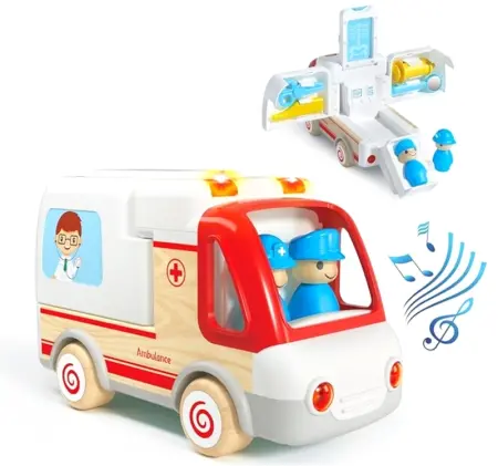 Light Sound Wood and Plastic Ambulance Set