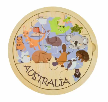 9 Piece Australian Animal Map Puzzle