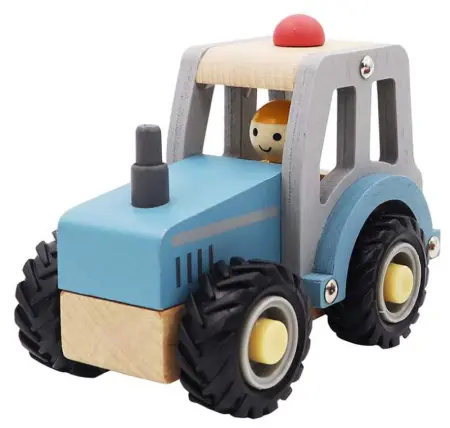Wooden Tractor Toy Blue