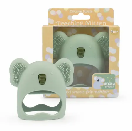 Silicone Koala Teething Mitten Green