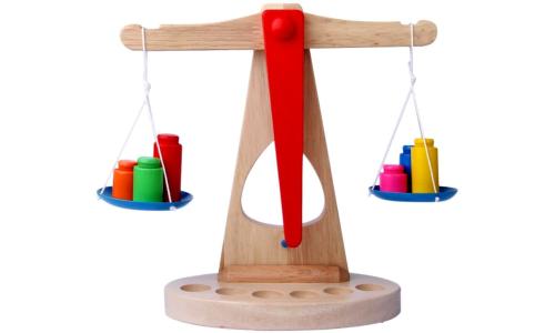 Wooden Balance Scale Coloured Weights